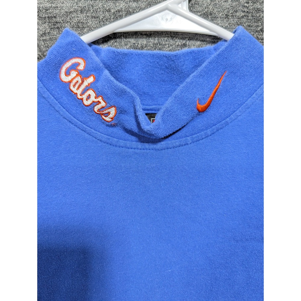 Vintage Nike Team Florida Gators Mock Neck Shirt Blue Long Sleeve Mens Large